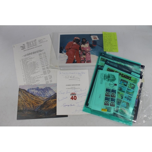 704 - Everest 40th dinner menu and ticket signed by John Knott, George Bard, Michael Ward, Charles Wylie, ... 