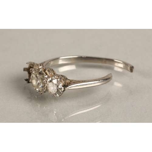 108 - Two stone diamond ring(shank damaged) Central stone 1 carat, other stone 0.5 carat(one stone missing... 