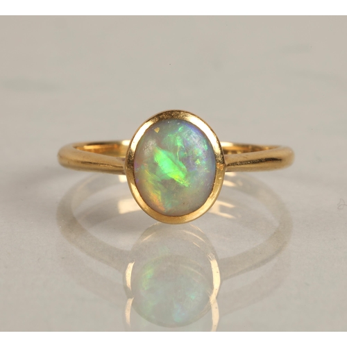 109 - 18ct gold opal ring, 2.2g, ring size M