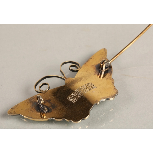 121 - David Andersen Norway, sterling silver enamelled butterfly brooch