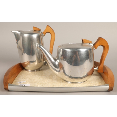 17 - Picquot ware two piece teaset and a matching tray (3)