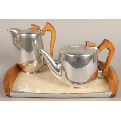 17 - Picquot ware two piece teaset and a matching tray (3)