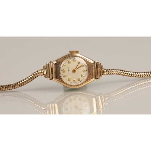 63 - 9ct gold ladies Zodiac wristwatch, gross weight 15g