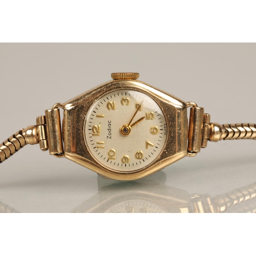 63 - 9ct gold ladies Zodiac wristwatch, gross weight 15g