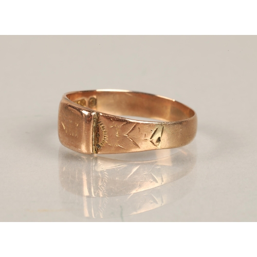 64 - 9ct gold signet ring size P/Q, 2.4g