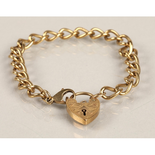 78 - 9ct gold heart locket chain bracelet, 14.2g