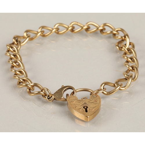 78 - 9ct gold heart locket chain bracelet, 14.2g