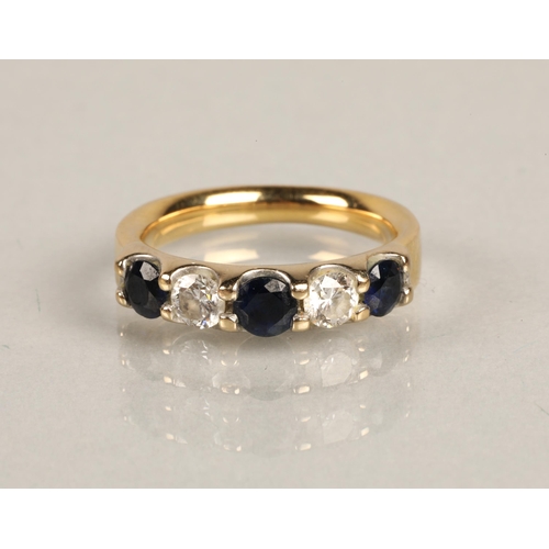 82 - Yellow metal ring set with diamonds and sapphires, 5g, ring size I