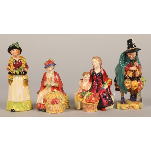 9 - Four Royal Doulton miniature Street vendor figures 