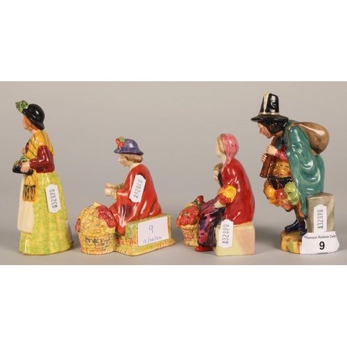 9 - Four Royal Doulton miniature Street vendor figures 