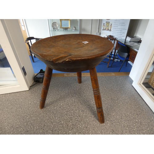 83 - Antique elm milking stool.