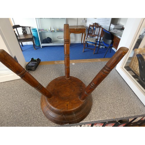 83 - Antique elm milking stool.