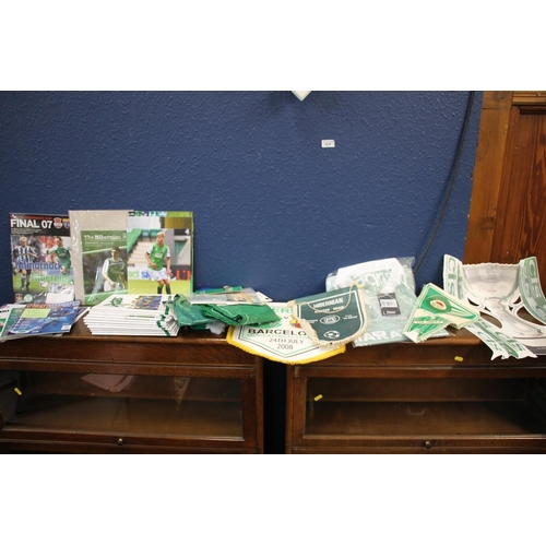 115 - Hibernian Football Club items to include a Home Shirt (4XL), pennants, programmes, etc.