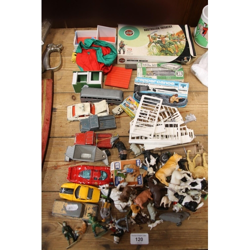 120 - Vintage toys to include Dinky Toys model cars, Airfix, Britains, etc.