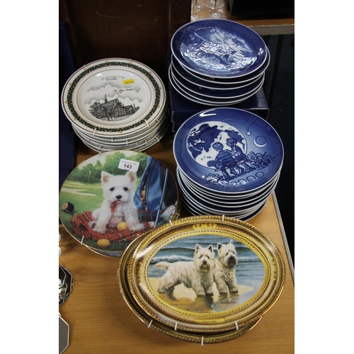 143 - Copenhagen calendar plates, Franklin Mint Shore Pals dog plates, Canterbury Collection plates with D... 