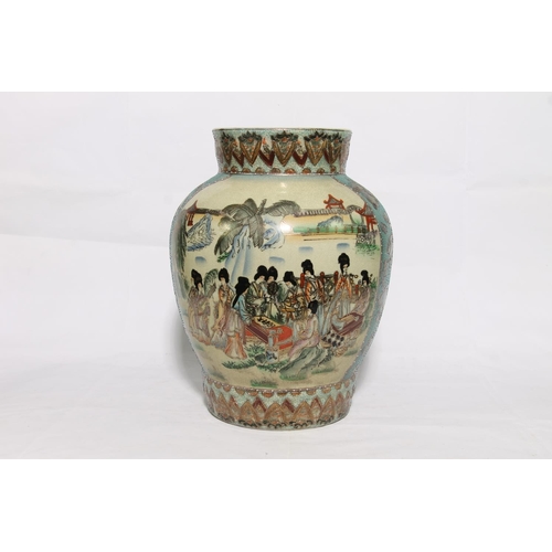 173 - Modern Japanese Satsuma style baluster vase, 36cm high.