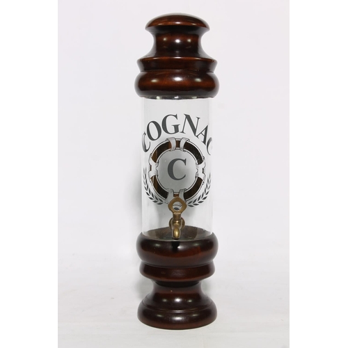 184 - Vintage mahogany and glass Cognac dispenser, 38cm high.