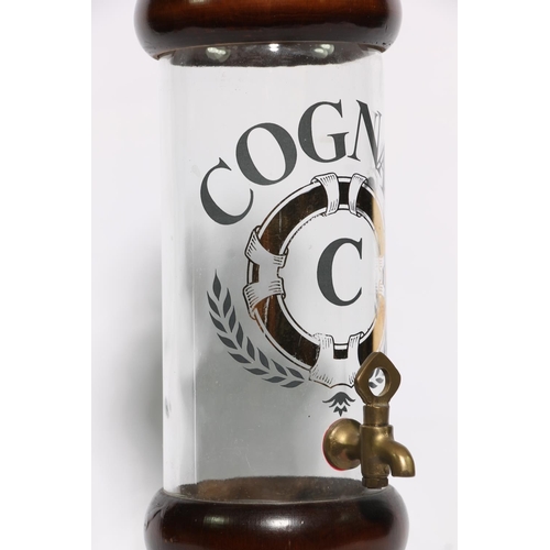 184 - Vintage mahogany and glass Cognac dispenser, 38cm high.