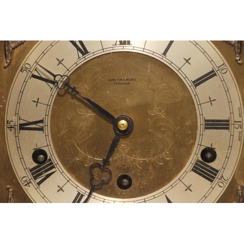 206 - Hamilton & Inches of Edinburgh burr walnut cased Elliott mantel clock, 35cm high.