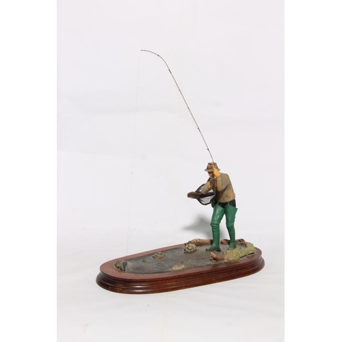 212 - Border Fine Arts sculpture 'Nearly There' modelled as a fisherman with salmon, after Ayres, with cer... 