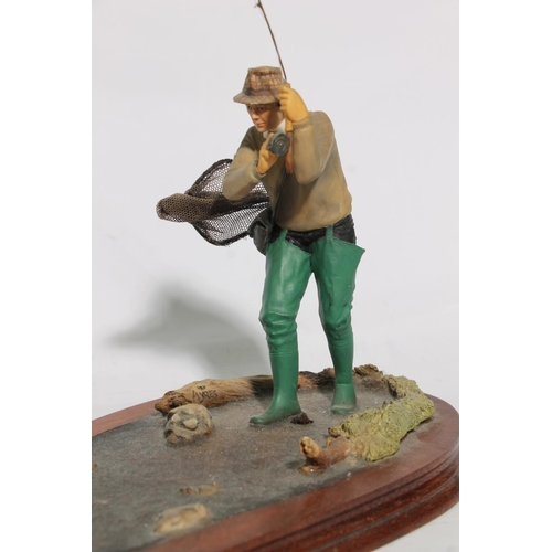 212 - Border Fine Arts sculpture 'Nearly There' modelled as a fisherman with salmon, after Ayres, with cer... 