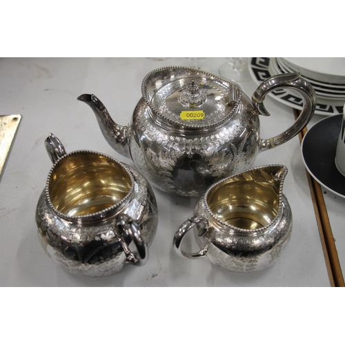 219 - Late Victorian three piece silver-plated tea service.