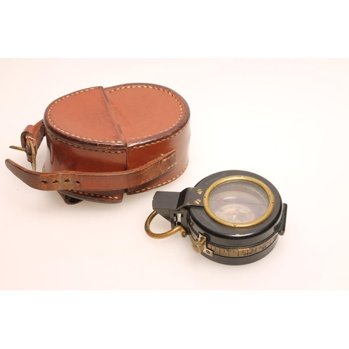 241 - Sighting compass by Stewart Ltd of London, in original brown leather case.