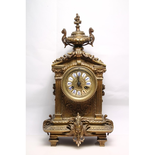 250 - French brass carriage clock with enamel chapters, the movement by a Paris maker, striking on a bell,... 