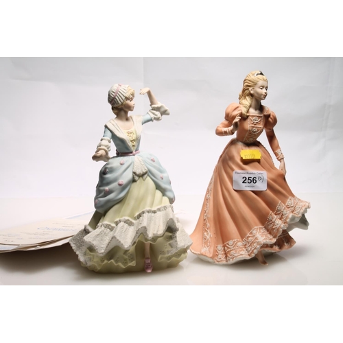 256 - Wedgwood by Danbury Mint fine porcelain figurine of Cinderella and another of Little Bo Peep, with c... 