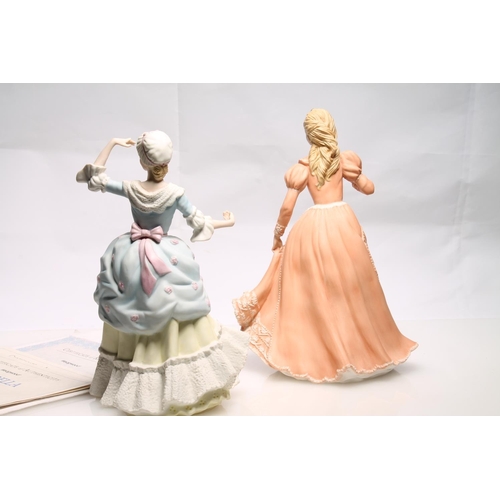 256 - Wedgwood by Danbury Mint fine porcelain figurine of Cinderella and another of Little Bo Peep, with c... 