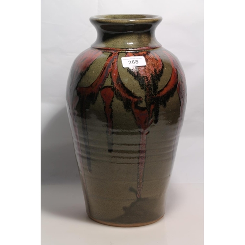 268 - Rooke Pottery of Epstein baluster vase with tenmoku glaze, impressed makers mark to foot, 36cm high.