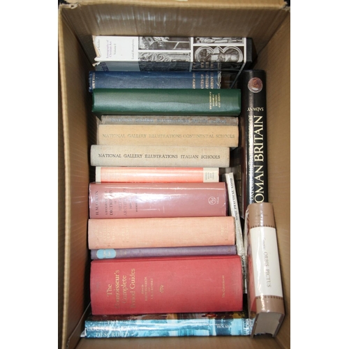 275 - Two boxes of books to include National Gallery of Illustrations Italian Schools, etc.