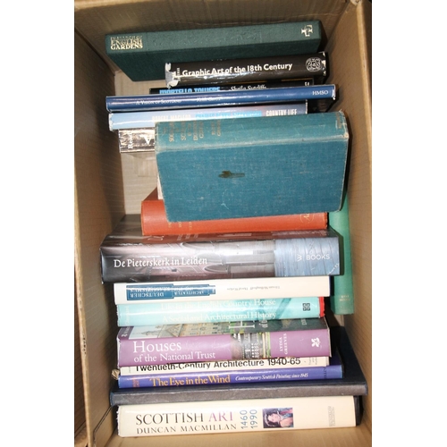 279 - Two boxes of books to include Art reference books, Medieval Scotland, etc.