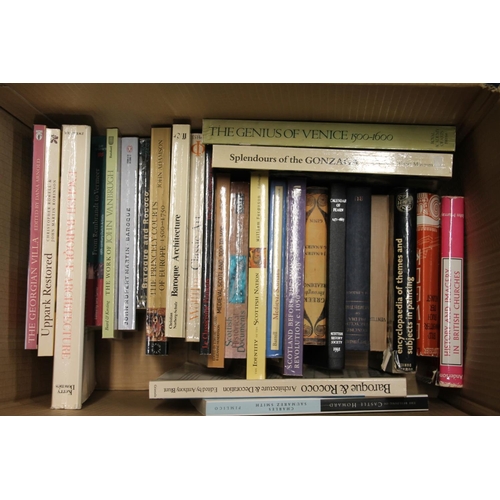 279 - Two boxes of books to include Art reference books, Medieval Scotland, etc.