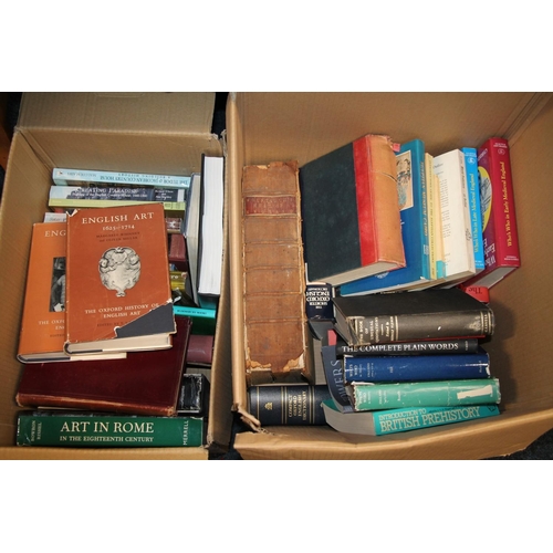 282 - Two boxes of books to include Montagues History England, Art reference books, etc.