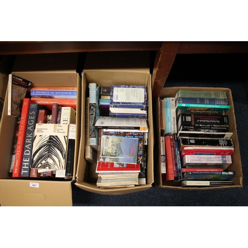 287 - Three boxes of books to include History books, The Dark Ages large hardback, etc.