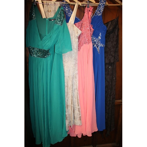 298 - Five evening dresses to include Viviana, Country Casuals, Jacques Verte, etc.