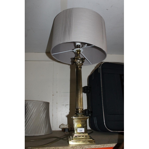 350 - Brass Corinthian style table lamp.