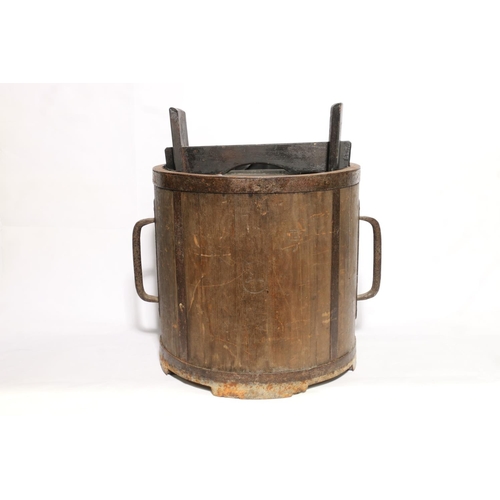 5 - Metal bound coopered oak water carrier, 41cm high.