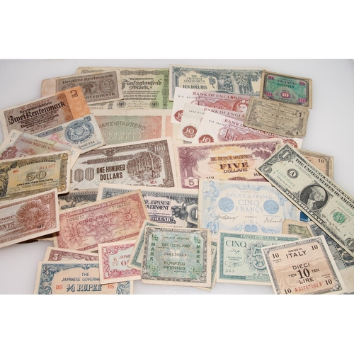 647 - Banknotes to include JAPAN, ITALY, GERMANY, USA, FRANCE, ENGLAND etc.