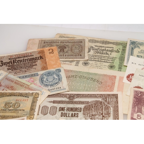 647 - Banknotes to include JAPAN, ITALY, GERMANY, USA, FRANCE, ENGLAND etc.