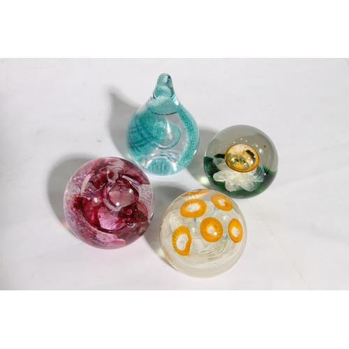 84 - Four Art Glass paperweights to include Selkirk, Caithness, Scottish Borders, etc.