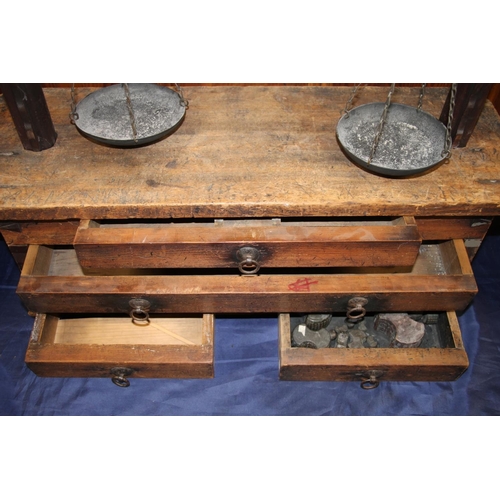 9 - Large set of Japanese balance scales on chest base, 80cm high.