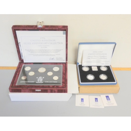 263 - United Kingdom. Two Royal Mint silver proof sets comprising of a 1994-1997 Silver Proof Piedfort One... 