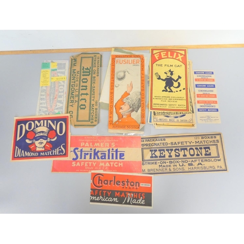 385 - Collection of early 20th century matchbox covers / labels to include Felix ''The Film Cat'', Domino ... 