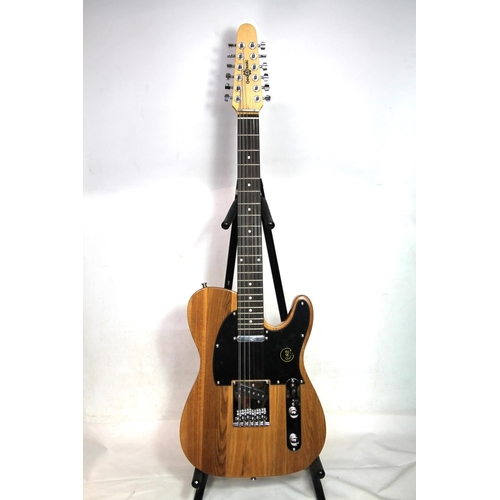 406 - Gear 4 Music 12 string electric guitar in natural colour.