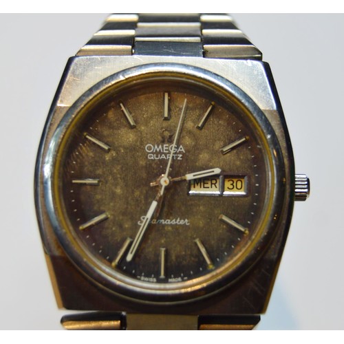 187 - Omega Seamaster quartz gent's wristwatch, c. 1980s, with stainless steel case and strap, baton indic... 