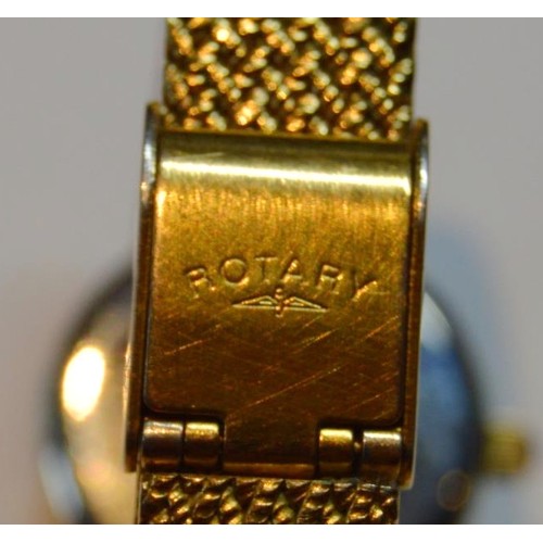 189 - Rotary lady's rolled gold quartz wristwatch, with white circular dial, baton indices and date window... 