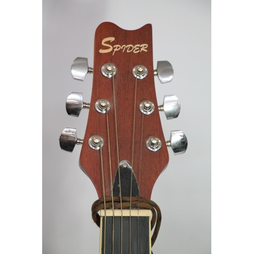 404 - Spider five string electric guitar with sunburst and leaf design.