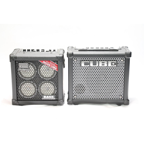 447 - Roland Micro Cube Bass RX amplifier and a Roland Cube 10GX amplifier. (2)